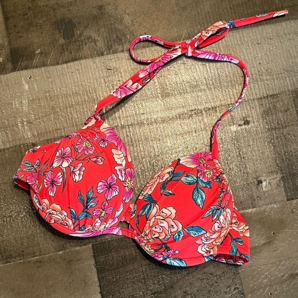 NWOT Shade & Shore Floral Push Up Bikini Top 34B